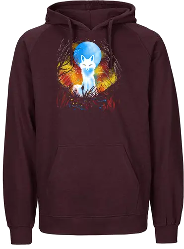 Magical kitsune - winter, fox, animal, nature, artic fox, illustration - Fairtrade Hoodie