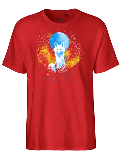 Magical kitsune - winter, fox, animal, nature, artic fox, illustration - Fairtrade T-Shirt