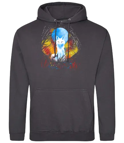 Magical kitsune - winter, fox, animal, nature, artic fox, illustration - Standard Hoodie