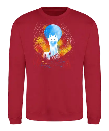 Magical kitsune - winter, fox, animal, nature, artic fox, illustration - Sweatshirt
