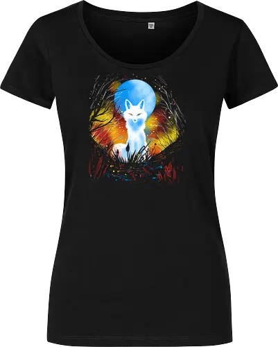 Magical kitsune - winter, fox, animal, nature, artic fox, illustration - Women T-Shirt