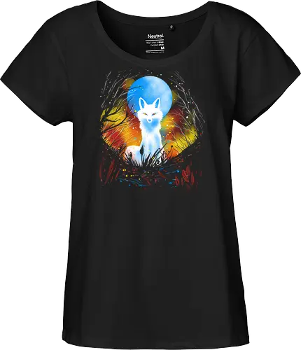 Magical kitsune - winter, fox, animal, nature, artic fox, illustration - Fairtrade Girl Shirt