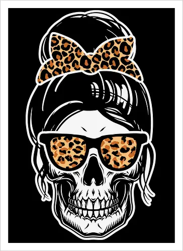 Skull with hair bow