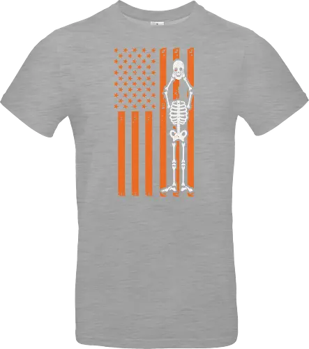 Skeleton and American flag