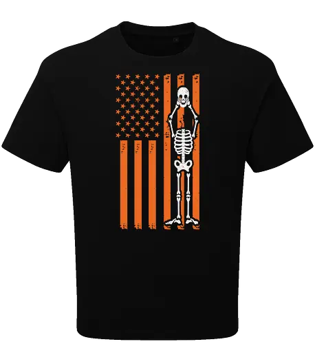 Skeleton and American flag