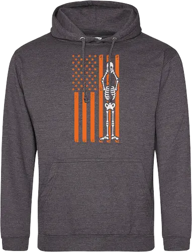 Skeleton and American flag