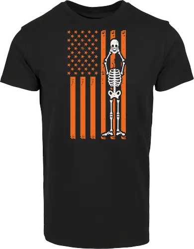Skeleton and American flag