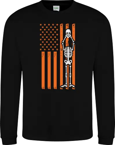 Skeleton and American flag