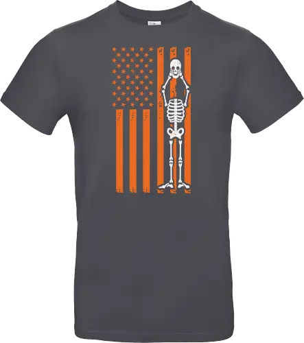 Skeleton and American flag