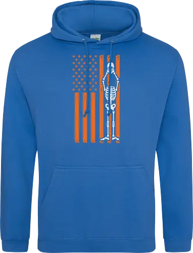 Skeleton and American flag