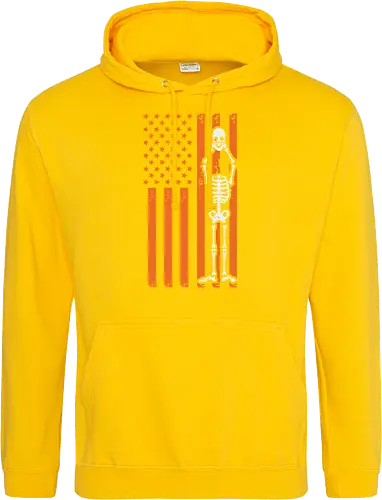Skeleton and American flag