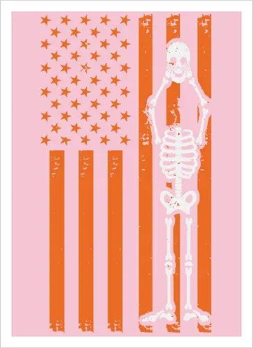 Skeleton and American flag