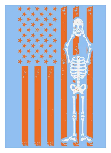 Skeleton and American flag