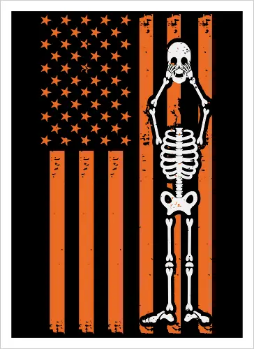 Skeleton and American flag