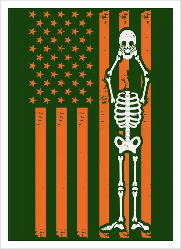 Skeleton and American flag