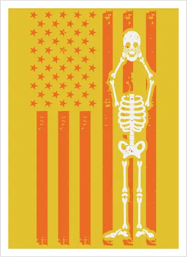 Skeleton and American flag