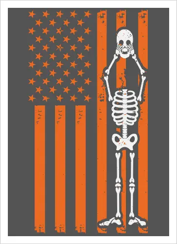 Skeleton and American flag