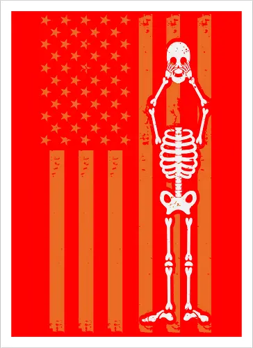 Skeleton and American flag