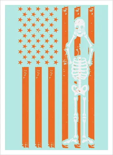 Skeleton and American flag