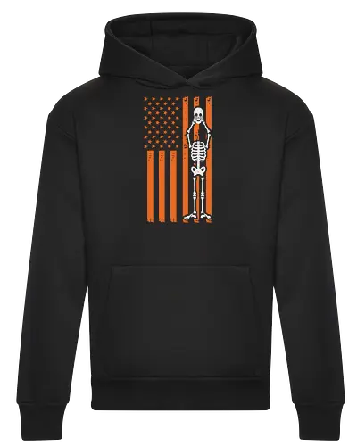 Skeleton and American flag