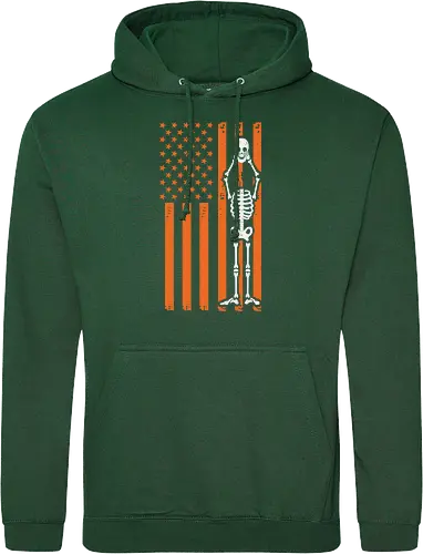 Skeleton and American flag