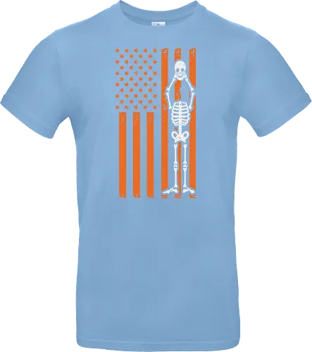 Skeleton and American flag