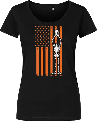 Skeleton and American flag