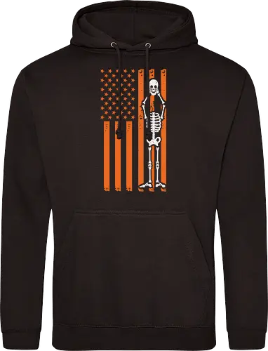 Skeleton and American flag