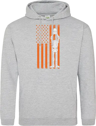 Skeleton and American flag