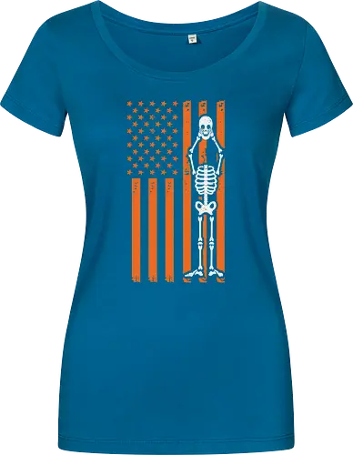Skeleton and American flag