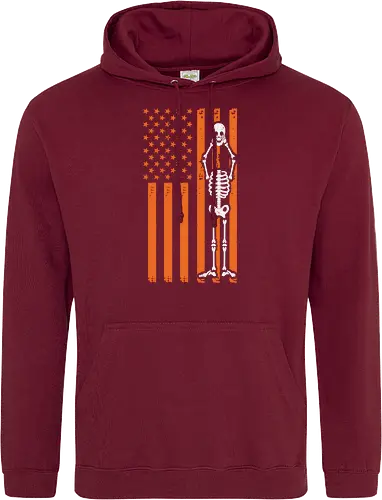 Skeleton and American flag