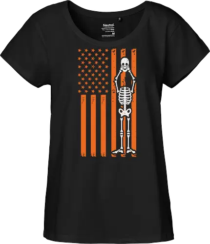 Skeleton and American flag