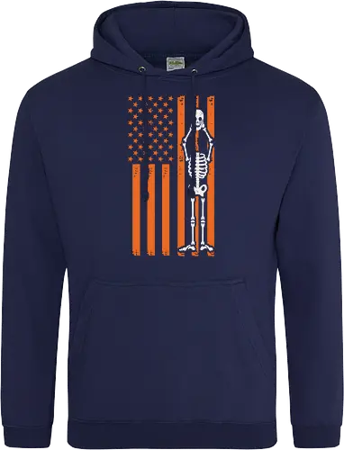 Skeleton and American flag
