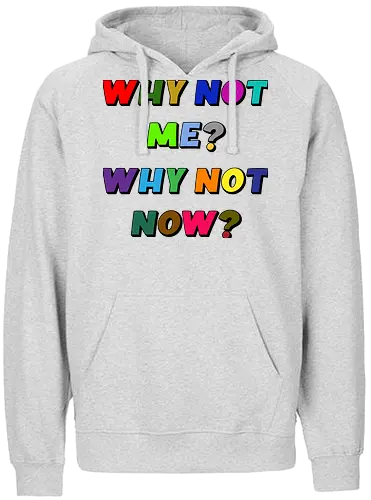 Why Not Me? Why Not Now? - funny, gaming, anime, nerd, television, joke, meme, vintage, funny quote, memes, funnytee, funny pop, humor, parody, geek - Fairtrade Hoodie