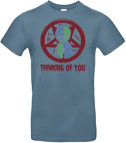 Thinking of You - voodoo, doll, pentagram, stitched, colorful, eerie, text, cryptic, pattern - Standard T-Shirt