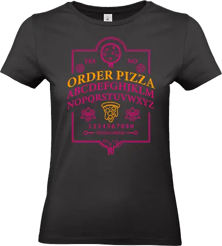 Order Pizza - pizza, ouija board, design, typography, humor, maroon, graphic, novelty, planchette - Standard T-Shirt (Women)