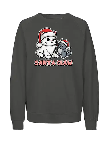 Santa Claw - christmas, cats, santa hats, festive, cute, playful, holiday, cartoon, illustration, humor - Fairtrade Sweatshirt