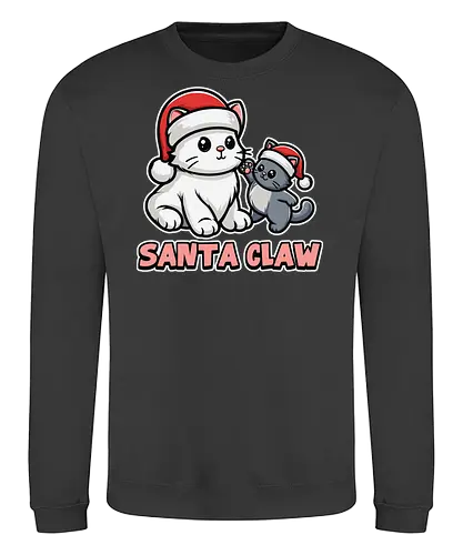 Santa Claw - christmas, cats, santa hats, festive, cute, playful, holiday, cartoon, illustration, humor - Sweatshirt