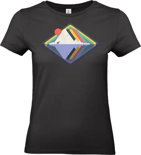 Wild Landscape - wild, nature, animals, deer, wild animals, vintage, colourful, abstract, geometric - Standard T-Shirt (Women)