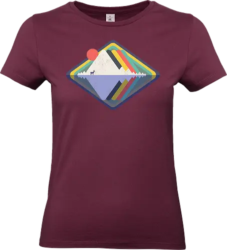 Wild Landscape - wild, nature, animals, deer, wild animals, vintage, colourful, abstract, geometric - Standard T-Shirt (Women)