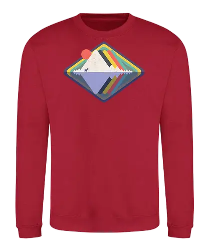 Wild Landscape - wild, nature, animals, deer, wild animals, vintage, colourful, abstract, geometric - Sweatshirt