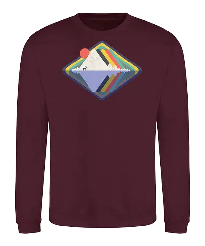 Wild Landscape - wild, nature, animals, deer, wild animals, vintage, colourful, abstract, geometric - Sweatshirt