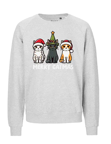 Merry Catmas - cats, christmas, santa hats, holiday, cute, festive, humor, celebration, merry catmas - Fairtrade Sweatshirt