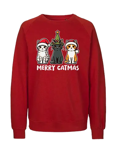Merry Catmas - cats, christmas, santa hats, holiday, cute, festive, humor, celebration, merry catmas - Fairtrade Sweatshirt