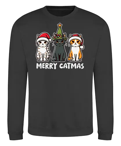 Merry Catmas - cats, christmas, santa hats, holiday, cute, festive, humor, celebration, merry catmas - Sweatshirt