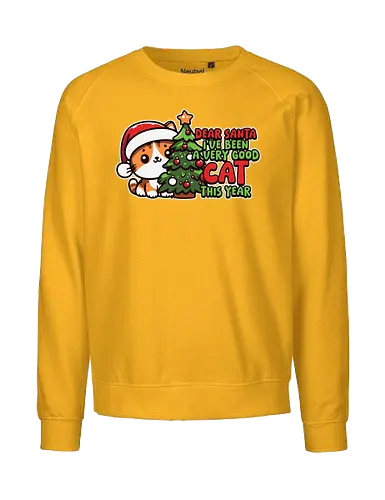 Dear Santa, I've been a very good cat this year. - cat, santa hat, christmas, holiday, cute, cartoon, christmas tree, festive, humor, decoration - Fairtrade Sweatshirt