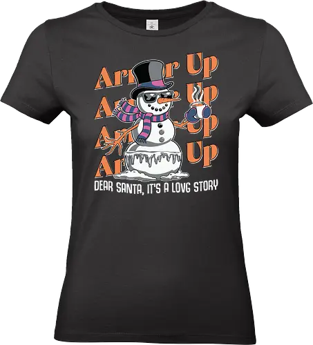 Dear Santa, It's a Long Story - snowman, top hat, scarf, sunglasses, mug, steam, humor, winter, santa - Standard T-Shirt (Women)