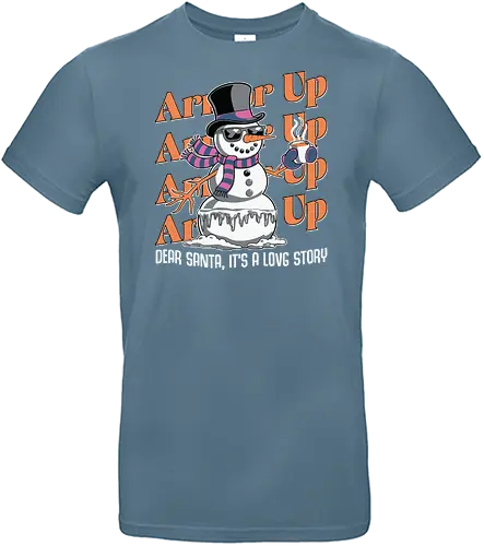 Dear Santa, It's a Long Story - snowman, top hat, scarf, sunglasses, mug, steam, humor, winter, santa - Standard T-Shirt