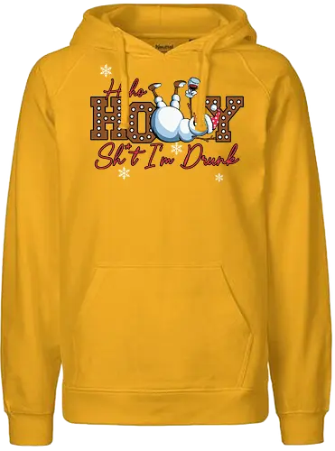 Ho Ho HOLLY Sh*t I'm Drunk - humor, snowman, santa hat, drunk, typography, christmas, holiday, festive, winter, snowflakes - Fairtrade Hoodie