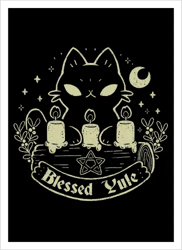 Blessed Yule Black Cat